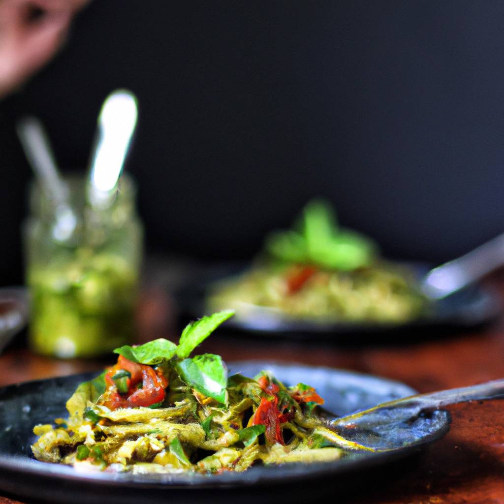 Photo illustrant la recette de : Pâtes au pesto de basilic et tomates séchées