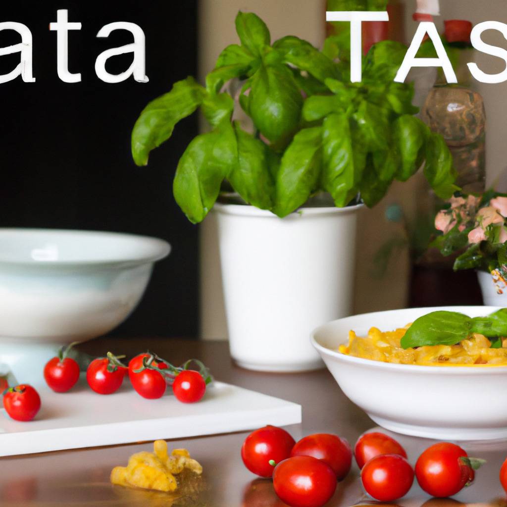 Foto que ilustra la receta de : Pasta con tomates cherry y albahaca