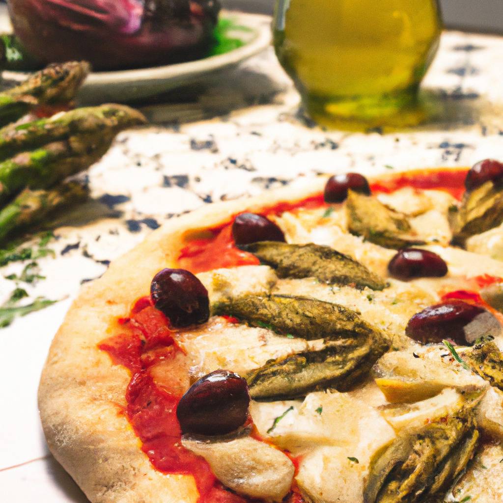 Fotografia que ilustra a receita de : Pizza com alcachofras e azeitonas