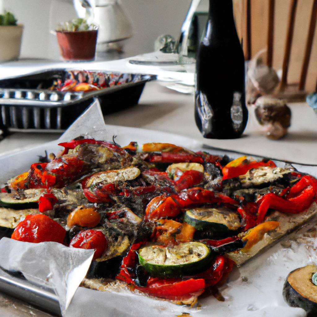 Foto che illustra la ricetta da : Pizza con verdure arrostite e formaggio vegano