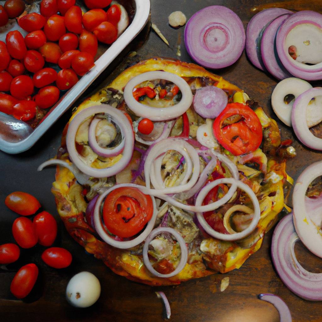 Foto que ilustra la receta de : Pizza de pimientos y cebollas