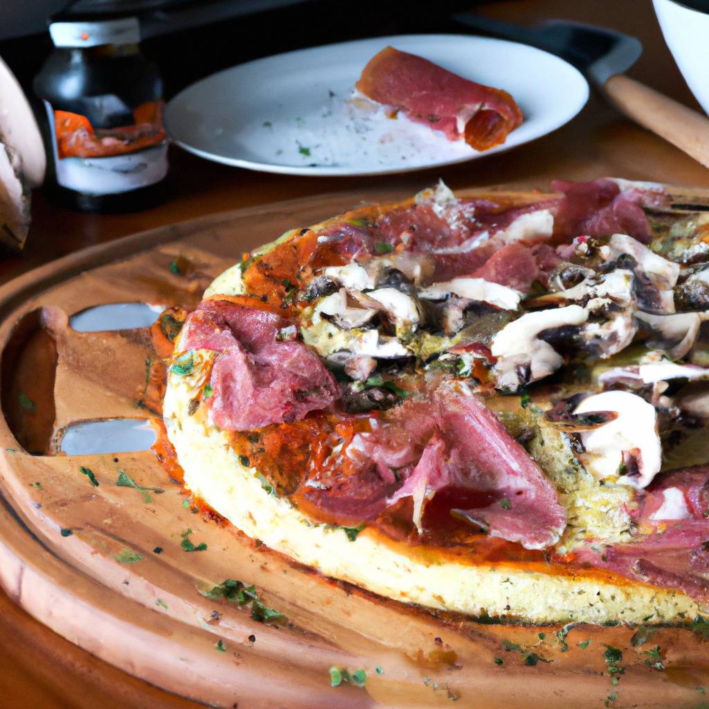 Foto que ilustra la receta de : Pizza prosciutto e funghi