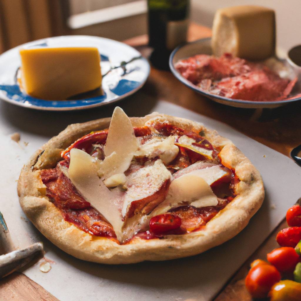 Foto que ilustra la receta de : Pizza de cuatro quesos y jamón crudo