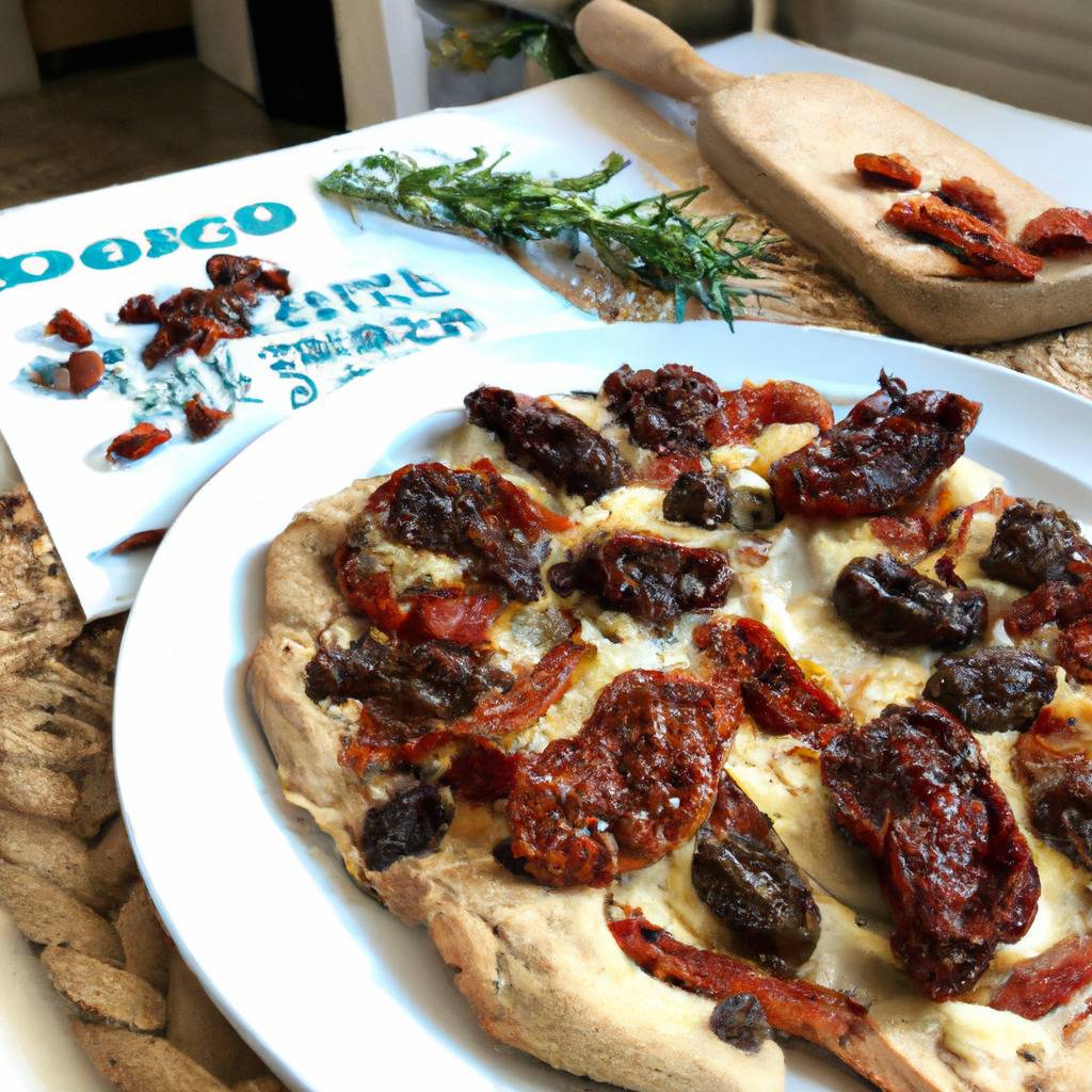 Foto che illustra la ricetta da : Pizza con pomodori secchi e olive