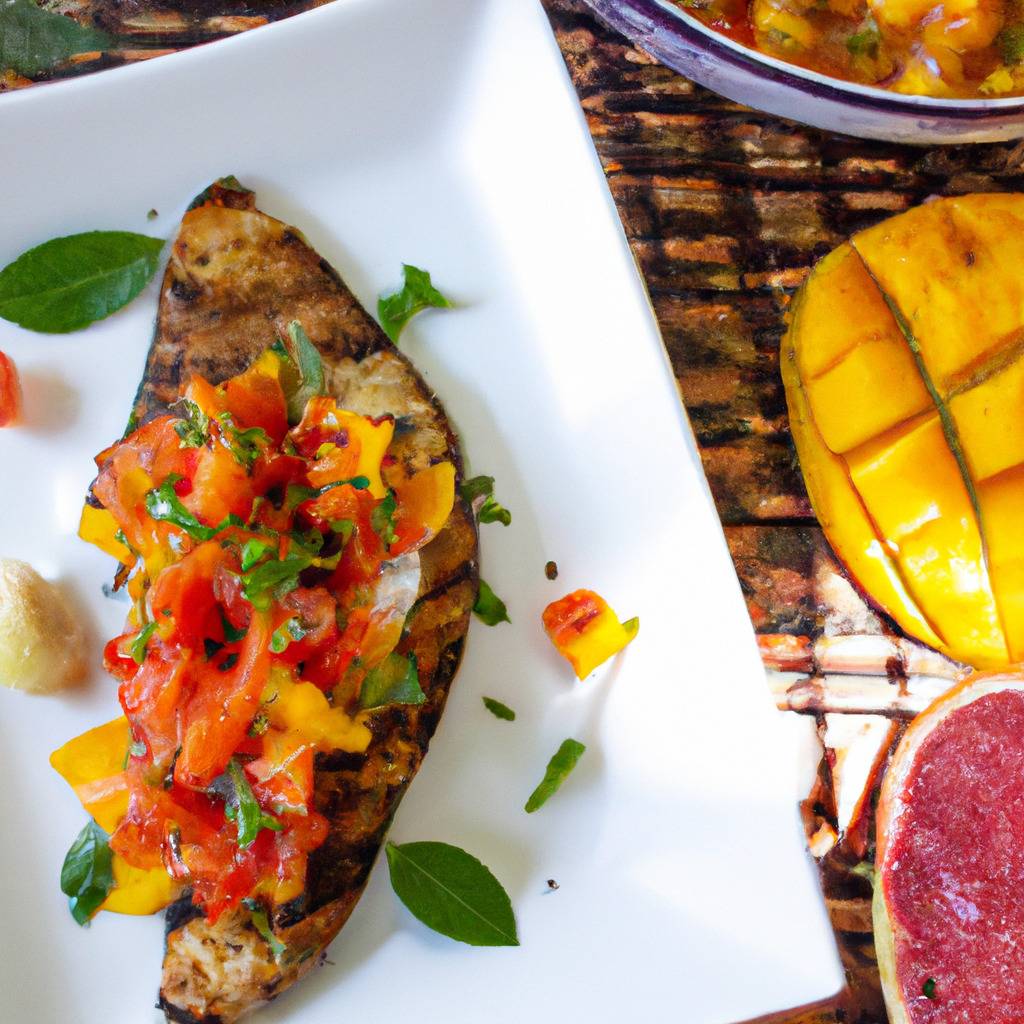 Foto que ilustra la receta de : Pescado a la plancha con salsa de mango