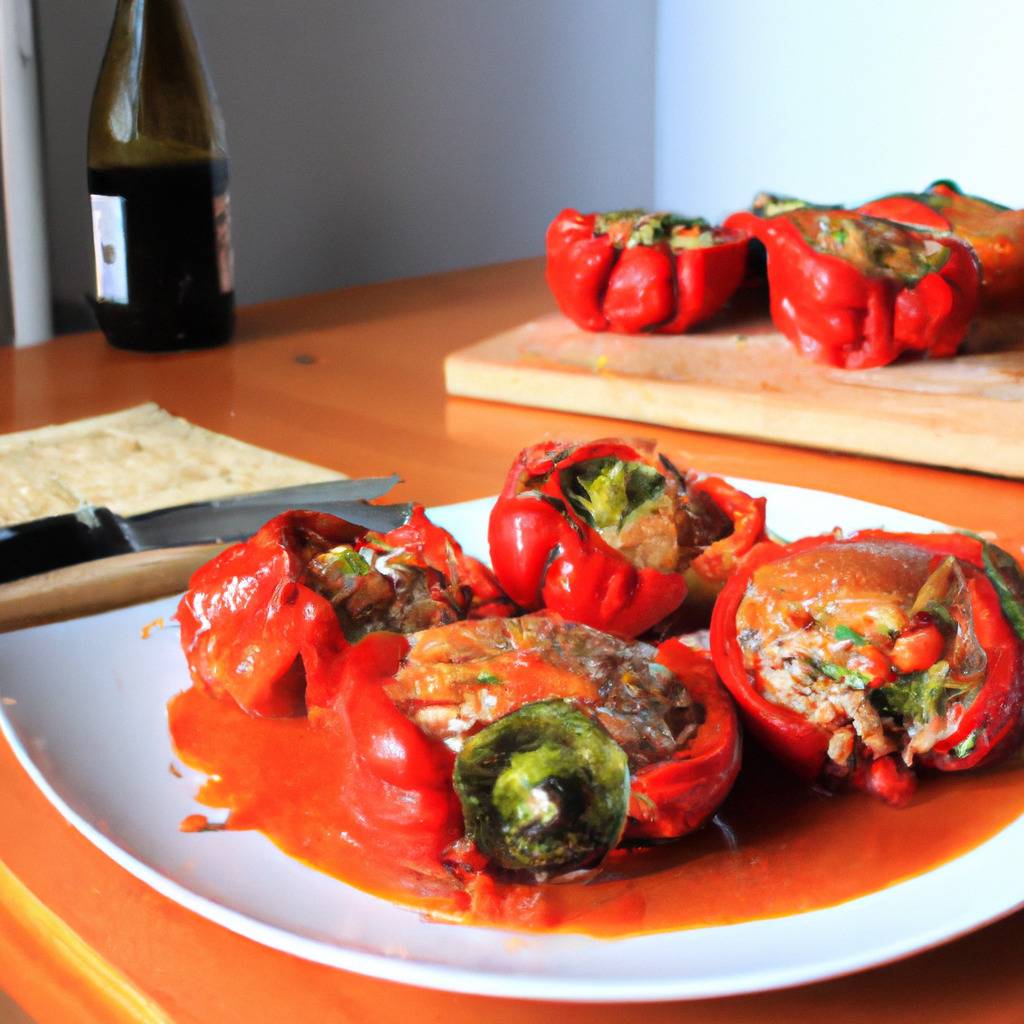 Foto que ilustra la receta de : Pimientos del piquillo rellenos de marisco