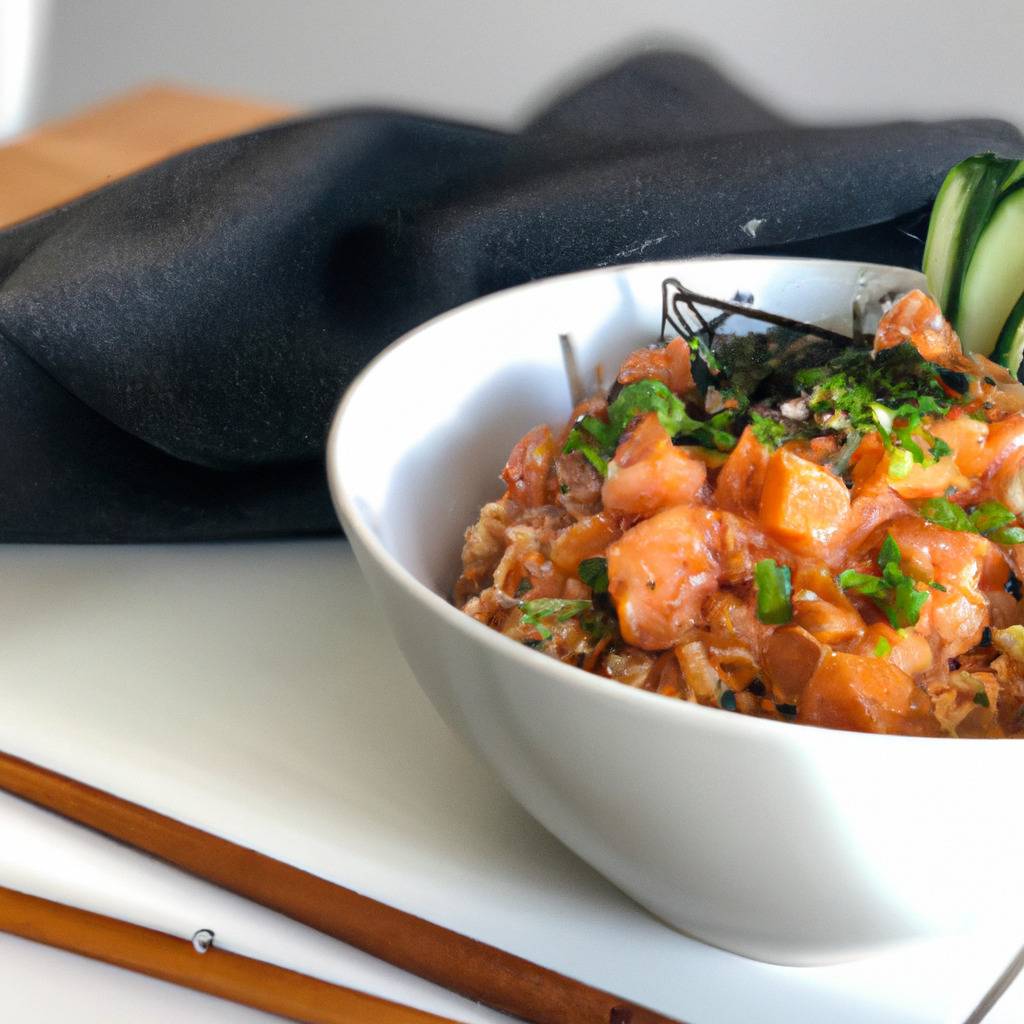 Foto che illustra la ricetta da : Poke bowl con salmone e riso