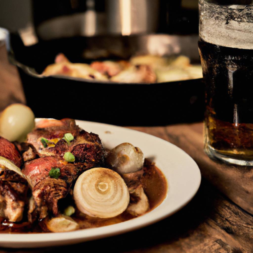 Fotografia que ilustra a receita de : Carne de porco com cerveja e cebolas