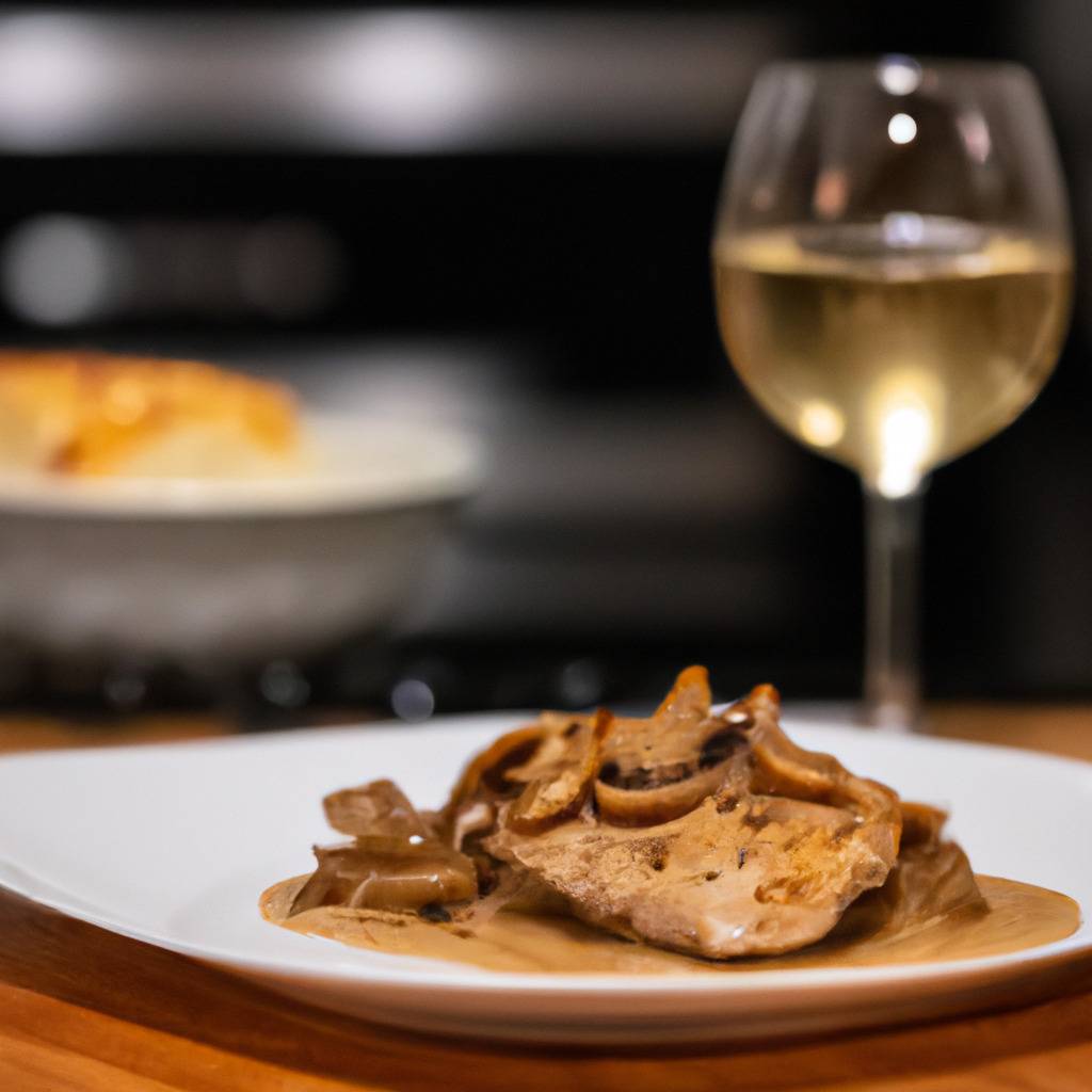 Fotografia que ilustra a receita de : Carne de porco com cogumelos e vinho branco