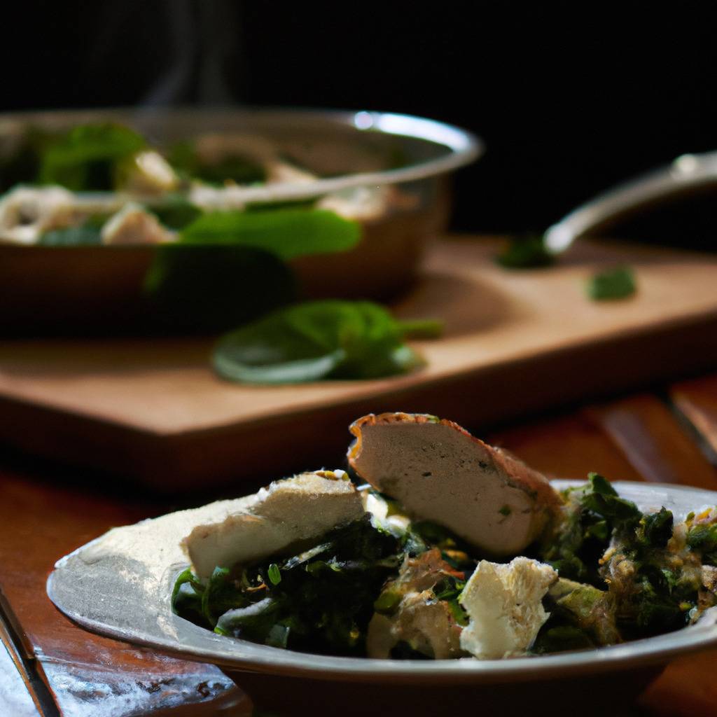 Fotografia que ilustra a receita de : Frango com espinafres e queijo feta