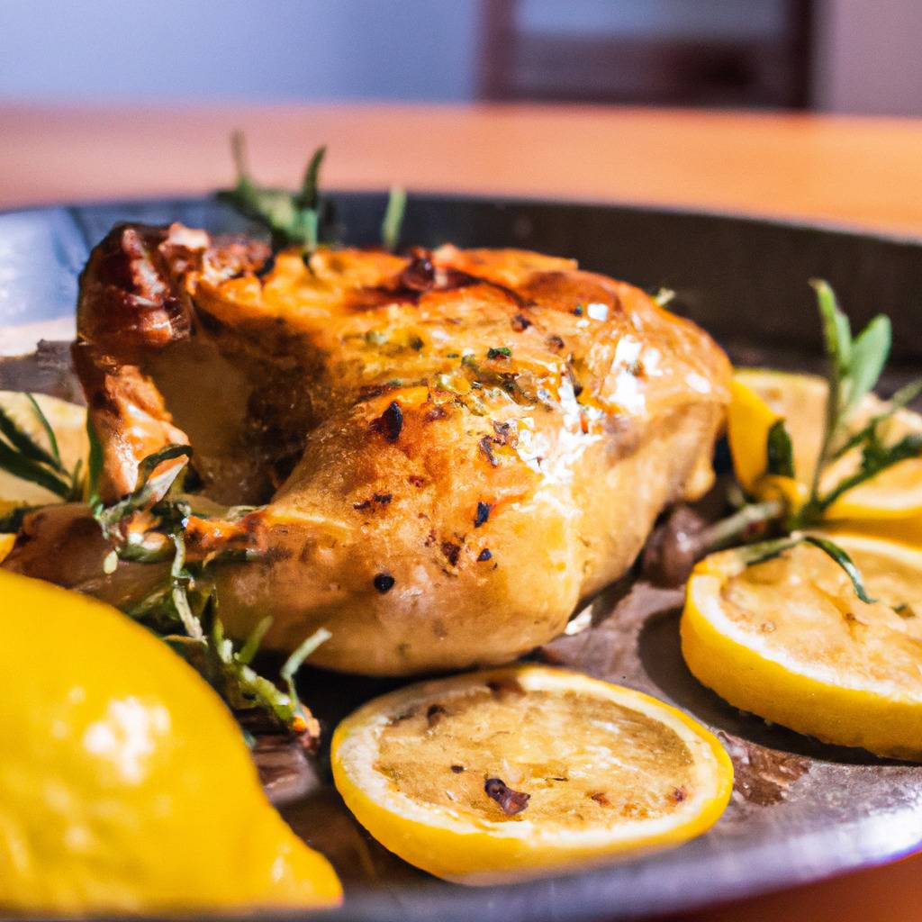 Fotografia que ilustra a receita de : Frango assado com limão e alecrim