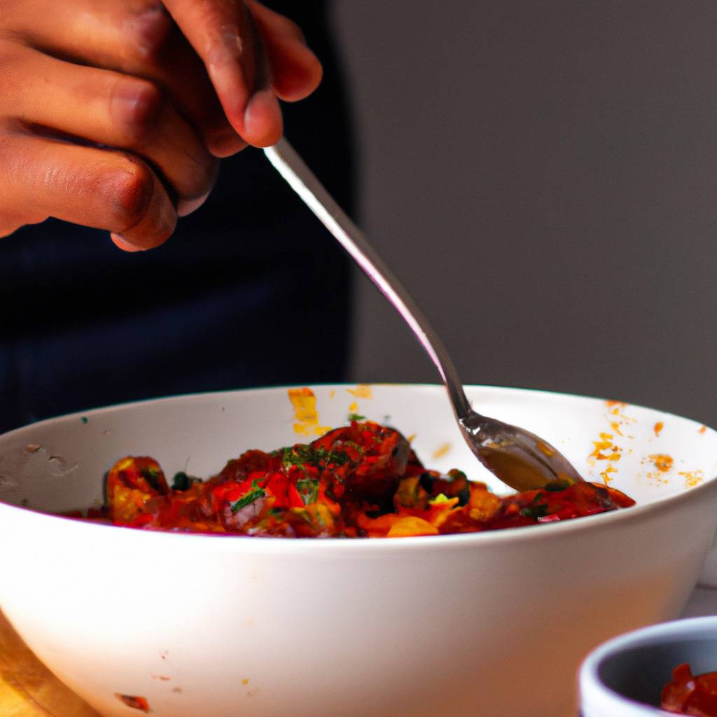 Fotografia que ilustra a receita de : Frango com pimentos e molho de tomate