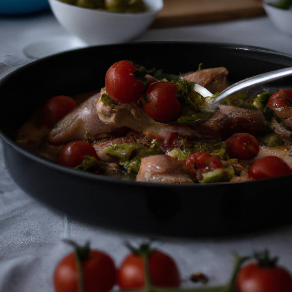 Foto che illustra la ricetta da : Pollo alla provenzale con pomodori e olive