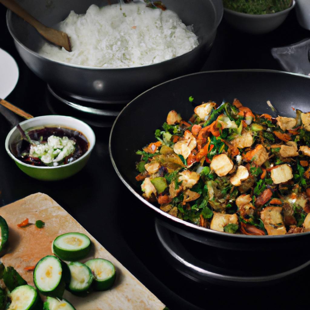 Foto zur Illustration des Rezepts von : Gebratener Reis mit Gemüse und Tofu