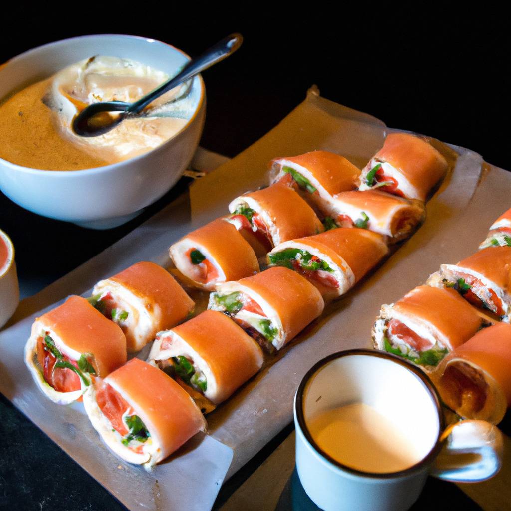 Foto que ilustra la receta de : Rollitos de salmón ahumado con queso crema