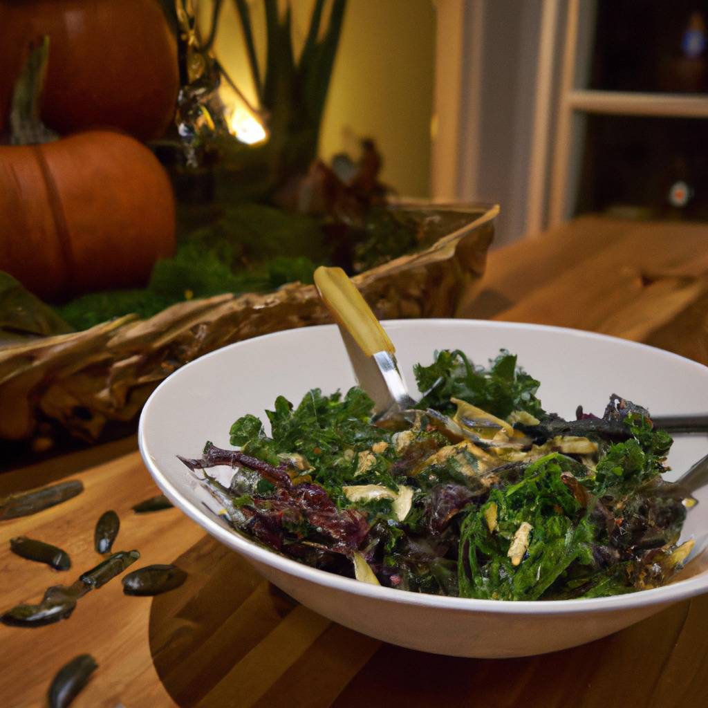 Foto zur Illustration des Rezepts von : Grünkohlsalat mit Kürbiskernen