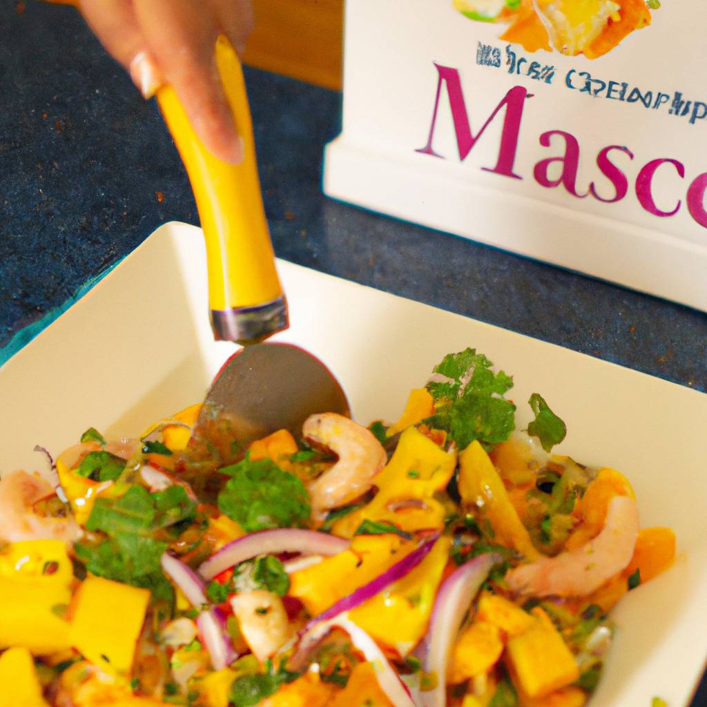 Foto que ilustra la receta de : Ensalada de gambas con mango