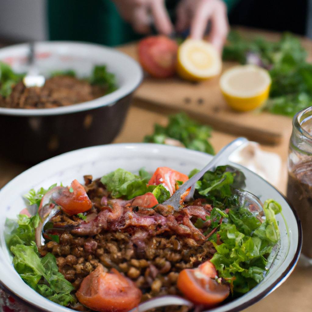 Foto che illustra la ricetta da : Insalata di lenticchie con pancetta