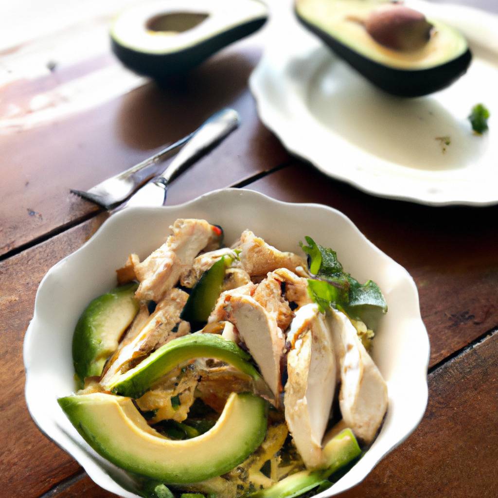 Foto que ilustra la receta de : Ensalada de pollo y aguacate