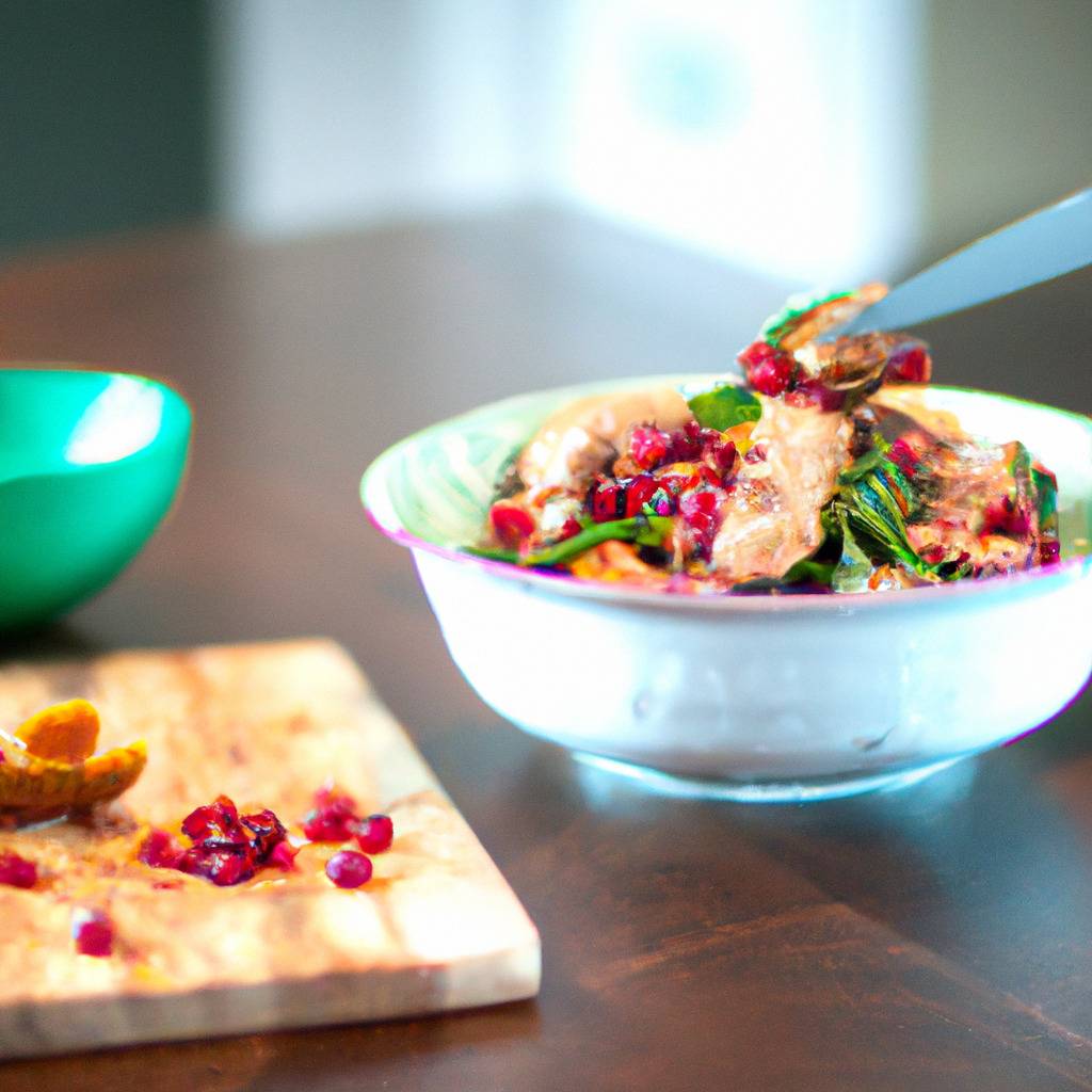 Foto que ilustra la receta de : Ensalada de pollo con arándanos