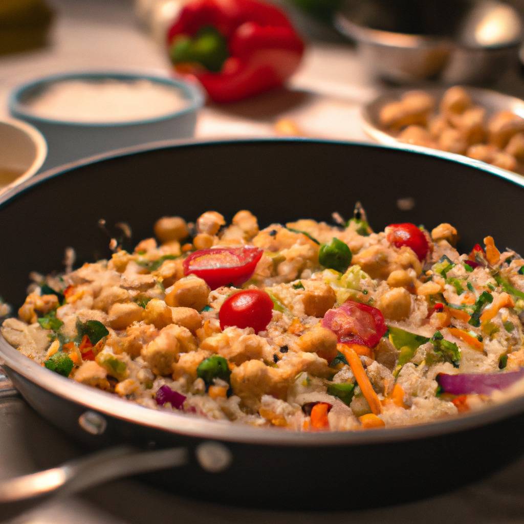 Foto che illustra la ricetta da : Insalata di riso con verdure e ceci