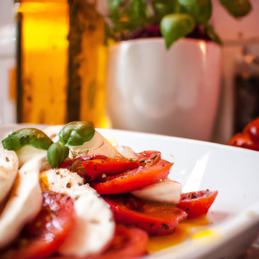 Foto que ilustra la receta de : Ensalada de tomate y mozzarella