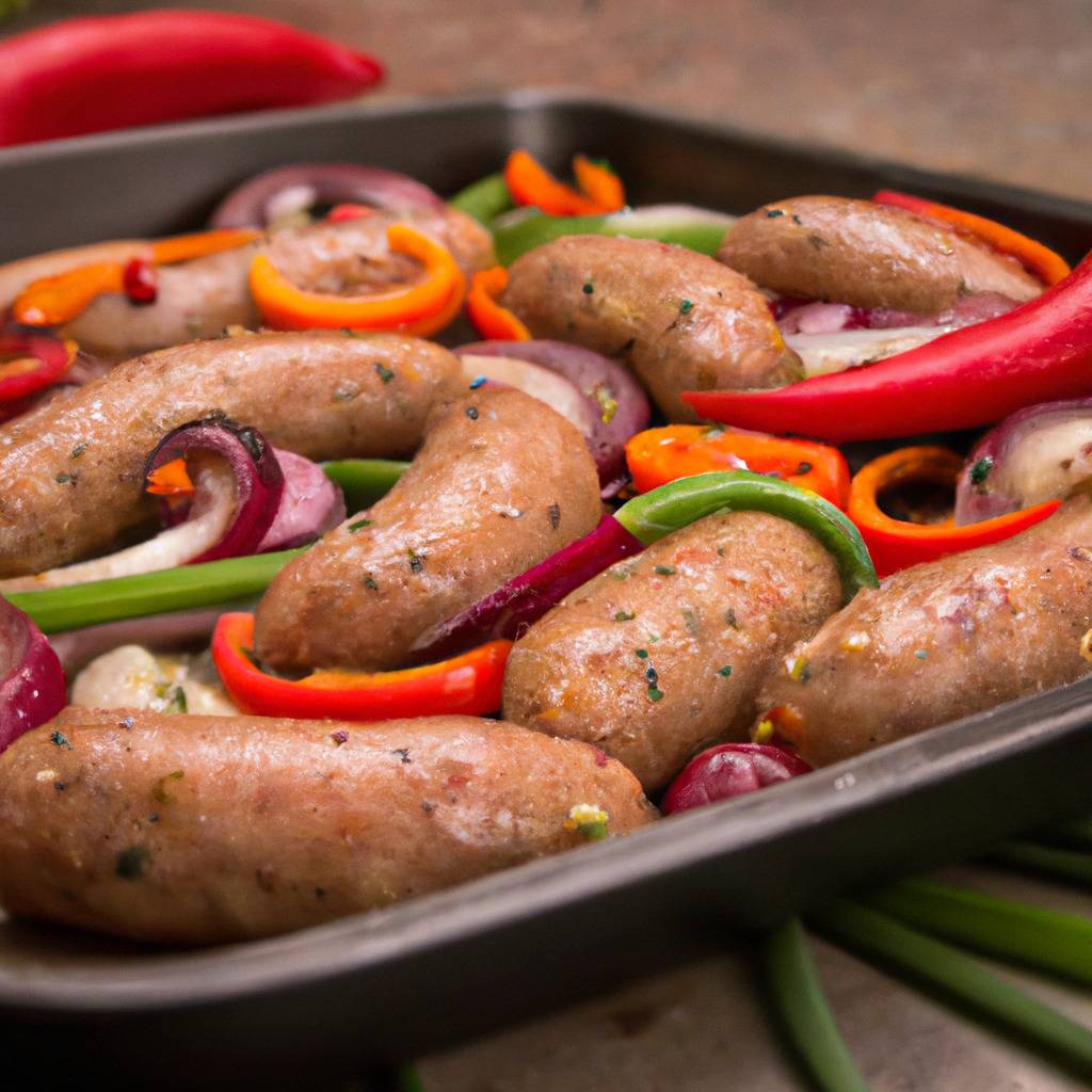 Foto que ilustra la receta de : Salchichas italianas con pimientos y cebollas