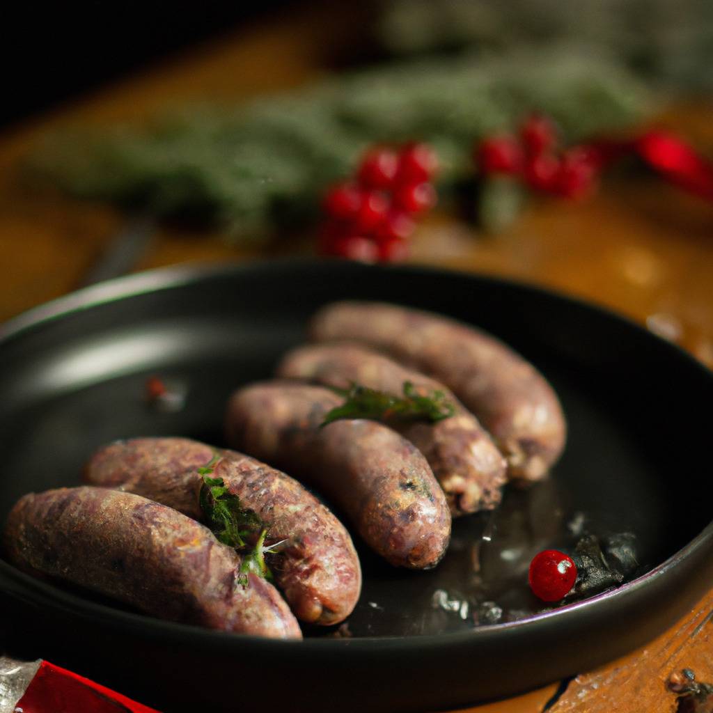 Foto que ilustra la receta de : Salchichas de cerdo con bayas de enebro