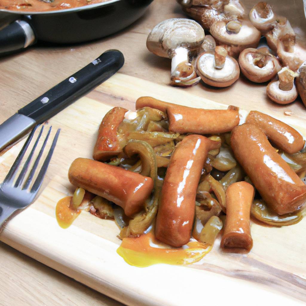 Photo illustrant la recette de : Saucisses de porc aux champignons sauvages