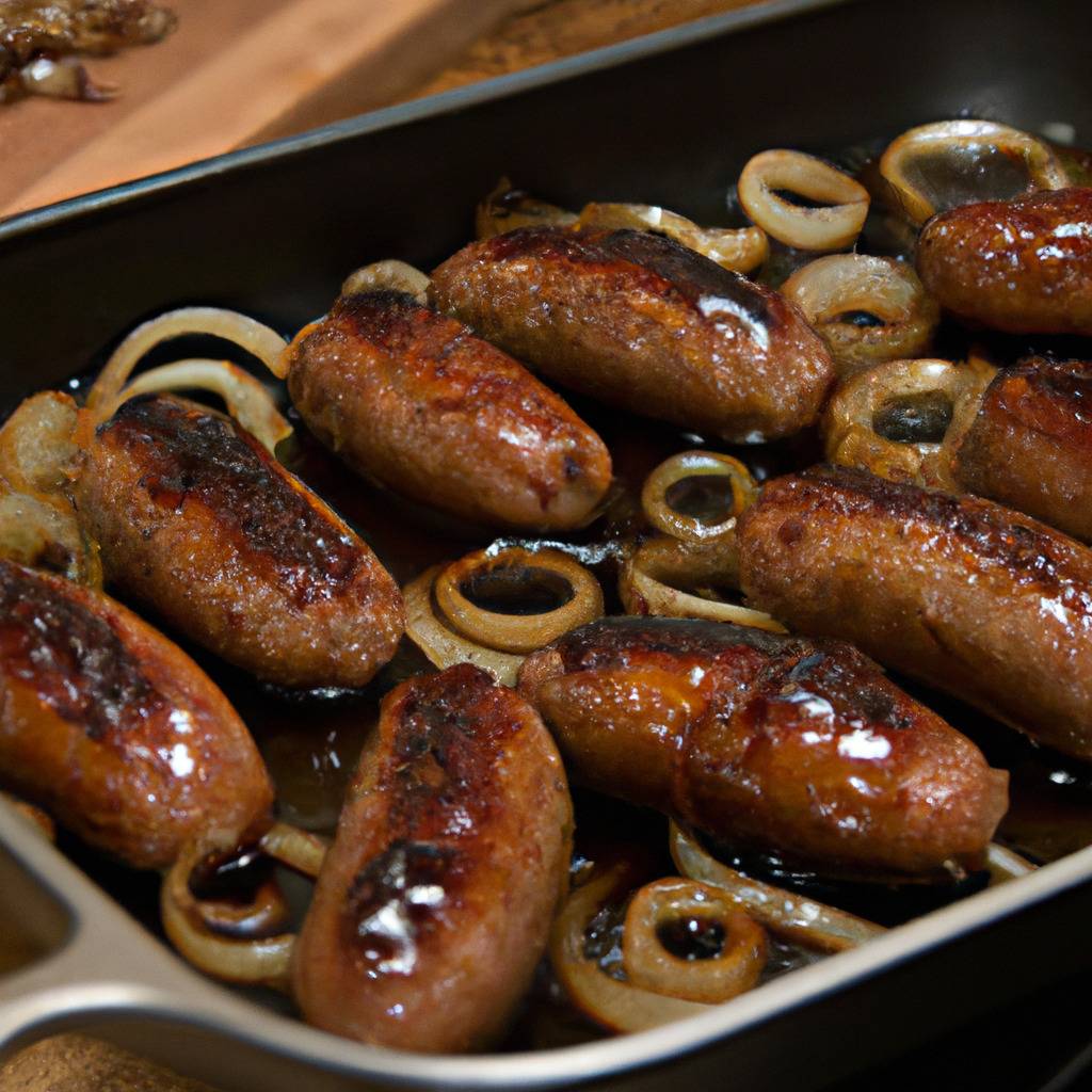 Fotografia que ilustra a receita de : Salsichas de porco com cebolas caramelizadas