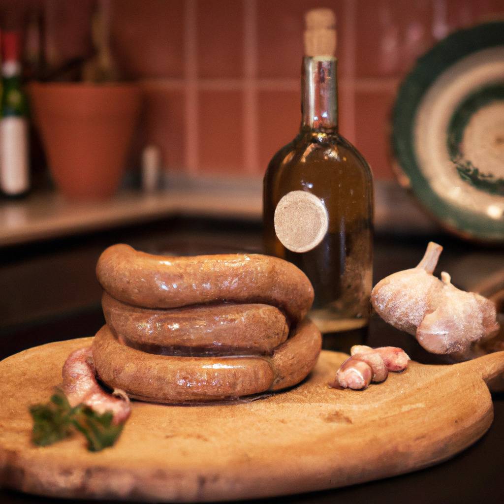 Foto que ilustra la receta de : Salchichas de cerdo con vino blanco y ajo