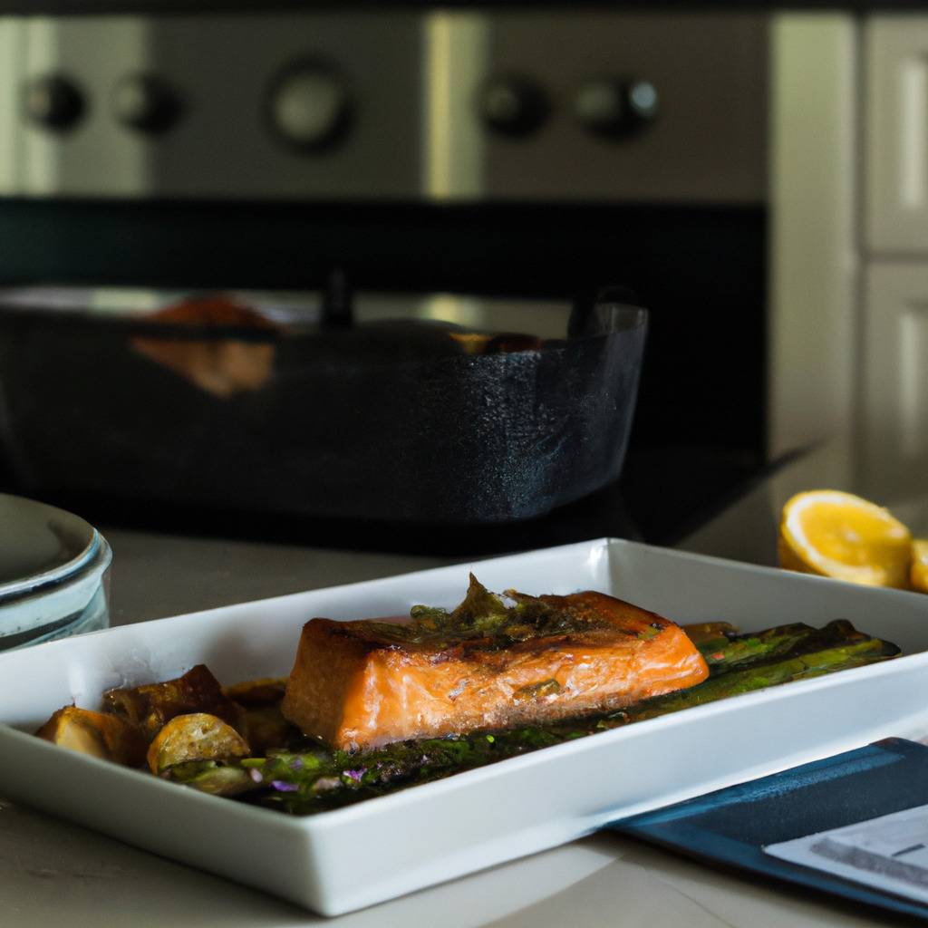 Foto que ilustra la receta de : Salmón al horno con espárragos