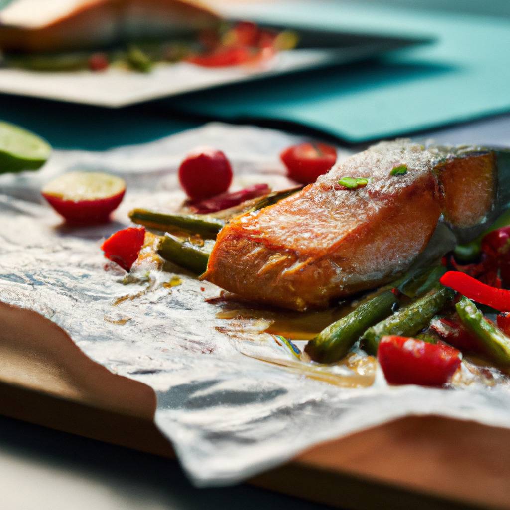 Foto che illustra la ricetta da : Salmone en papillote con verdure mediterranee