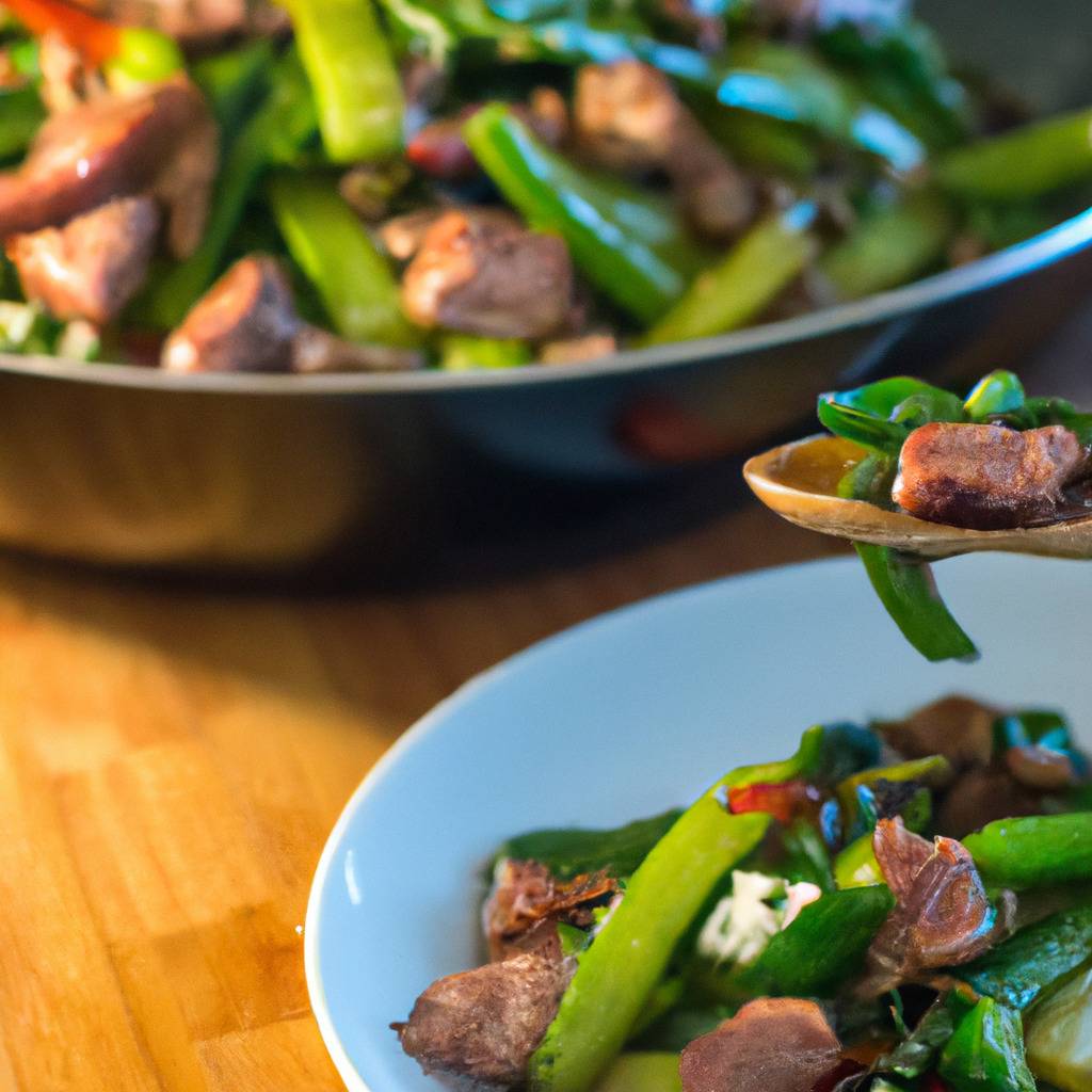 Foto che illustra la ricetta da : Manzo saltato con verdure verdi