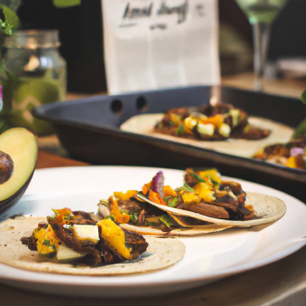 Fotografia que ilustra a receita de : Tacos de cogumelos com salsa de abacate e manga