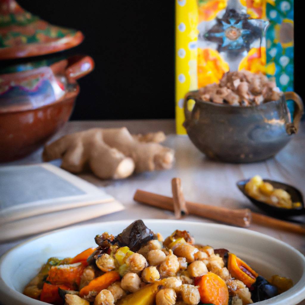 Photo illustrant la recette de : Tagine aux pois chiches et aux fruits secs