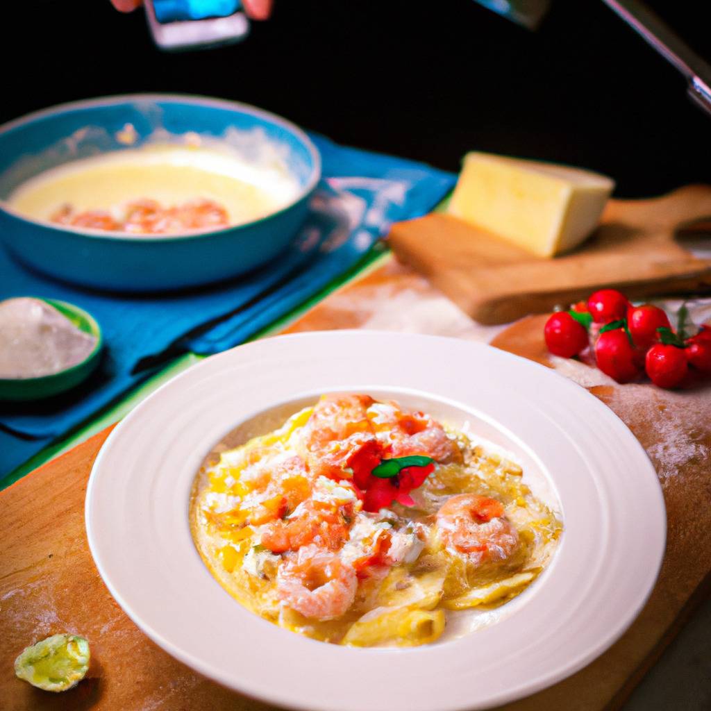 Foto che illustra la ricetta da : Tagliatelle alla crema di gamberetti