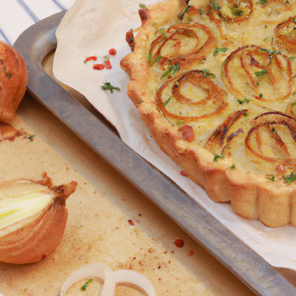 Foto che illustra la ricetta da : Crostata di cipolle alsaziana