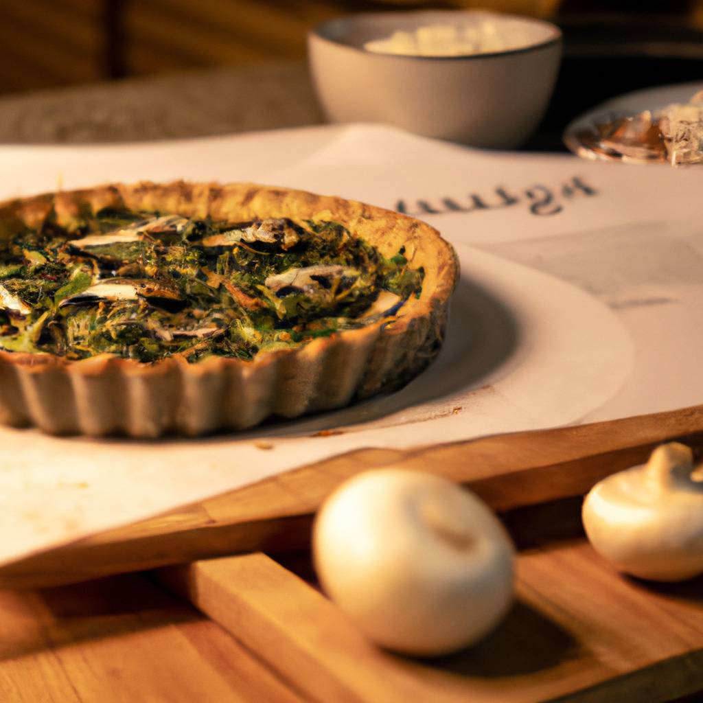 Photo illustrating the recipe from : Savory spinach and mushroom tart