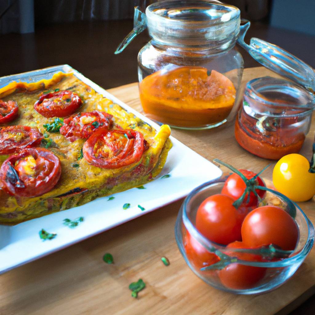 Foto que ilustra la receta de : Tarta vegana de mostaza y tomate