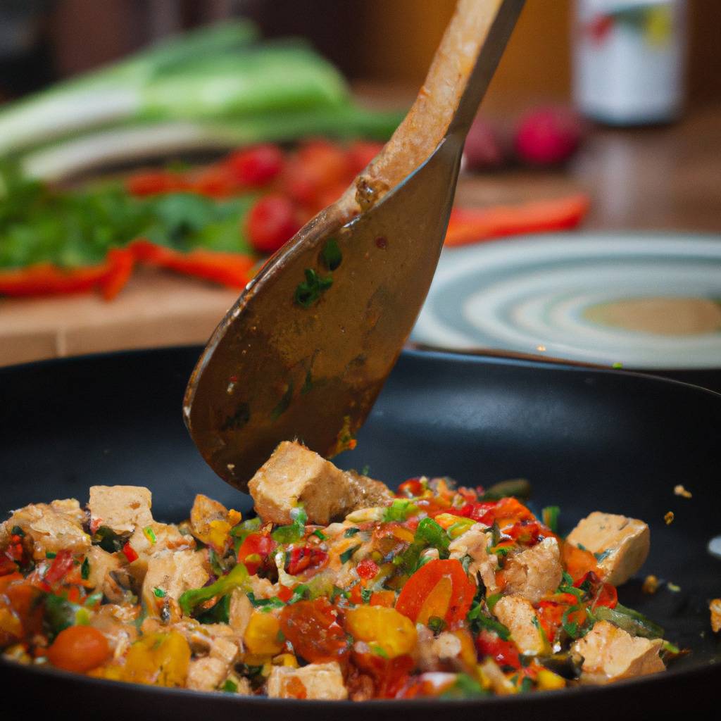 Foto que ilustra la receta de : Revuelto de tofu con verduras